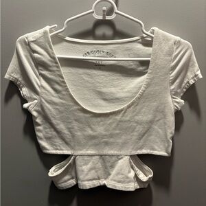 Aeropostale Seriously Soft White Cut-out Crop Top
